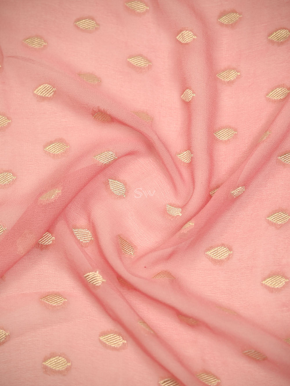Peach Booti Khaddi Georgette Handloom Banarasi Suit - Sacred Weaves