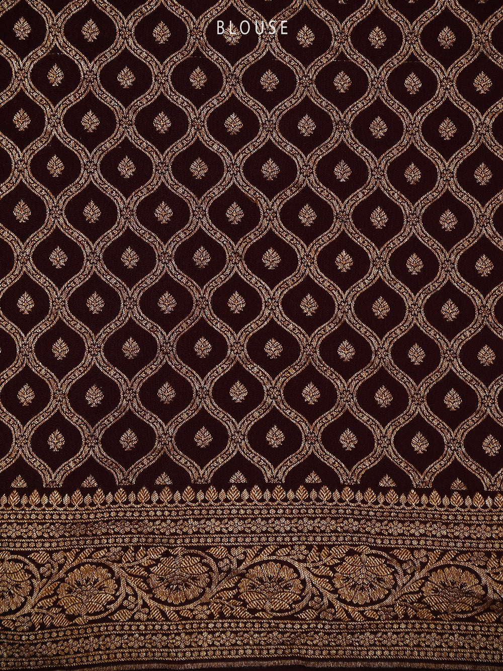 Dark Brown Plain Crepe Silk Handloom Banarasi Saree - Sacred Weaves