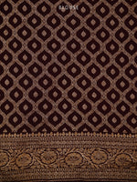 Dark Brown Plain Crepe Silk Handloom Banarasi Saree - Sacred Weaves