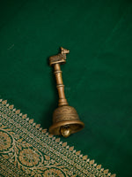 Bottle Green Plain Crepe Silk Handloom Banarasi Saree - Sacred Weaves