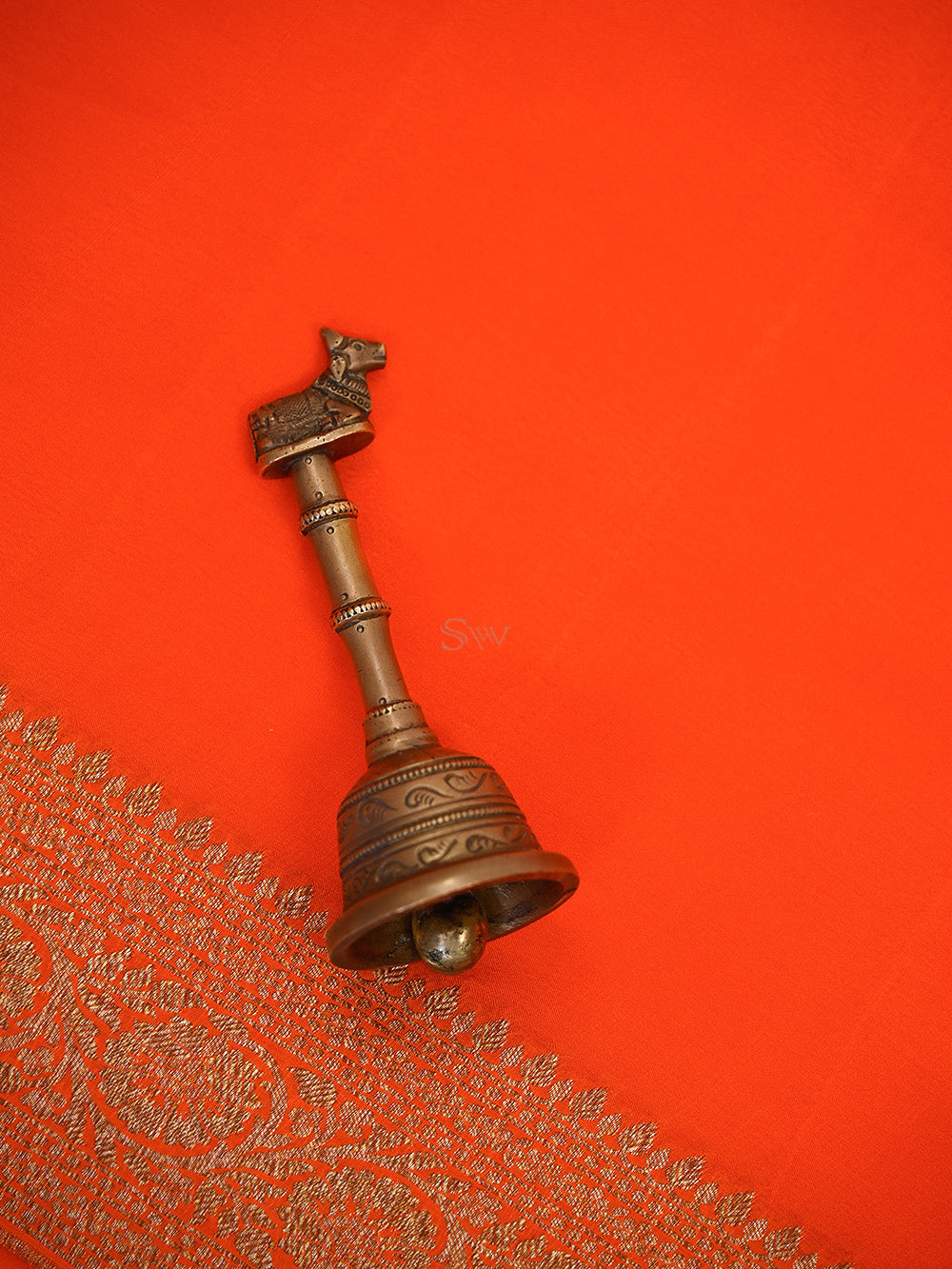 Orange Plain Crepe Silk Handloom Banarasi Saree - Sacred Weaves