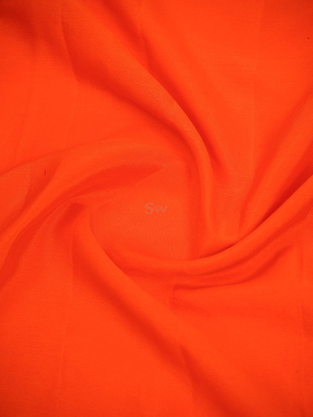 Orange Plain Crepe Silk Handloom Banarasi Saree - Sacred Weaves