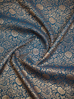 Midnight Blue Jaal Crepe Silk Handloom Banarasi Saree - Sacred Weaves