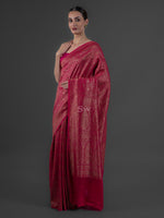 Dark Pink Jaal Crepe Silk Handloom Banarasi Saree - Sacred Weaves