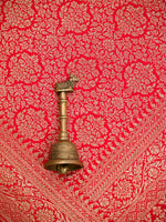 Red Jaal Crepe Silk Handloom Banarasi Saree - Sacred Weaves