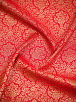 Red Jaal Crepe Silk Handloom Banarasi Saree - Sacred Weaves