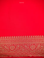 Red Jaal Crepe Silk Handloom Banarasi Saree - Sacred Weaves