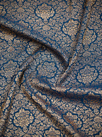 Midnight Blue Jaal Crepe Silk Handloom Banarasi Saree - Sacred Weaves