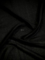 Black Plain Crepe Silk Handloom Banarasi Saree - Sacred Weaves