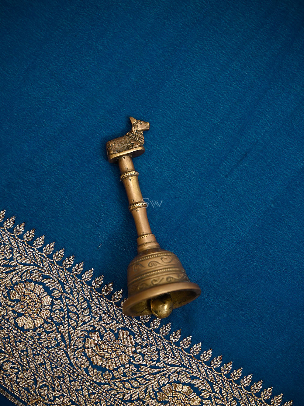 Midnight Blue Plain Crepe Silk Handloom Banarasi Saree - Sacred Weaves