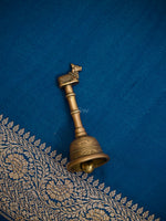 Midnight Blue Plain Crepe Silk Handloom Banarasi Saree - Sacred Weaves