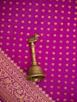 Dark Magenta Booti Crepe Silk Handloom Banarasi Saree - Sacred Weaves