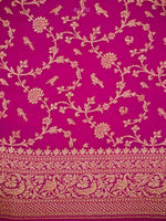 Magenta Booti Crepe Silk Handloom Banarasi Saree - Sacred Weaves