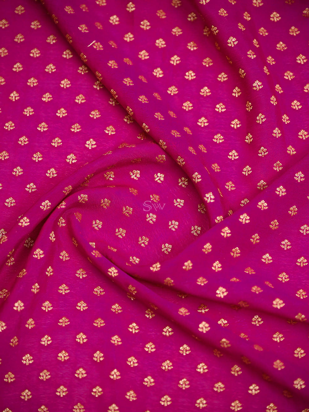 Magenta Booti Crepe Silk Handloom Banarasi Saree - Sacred Weaves