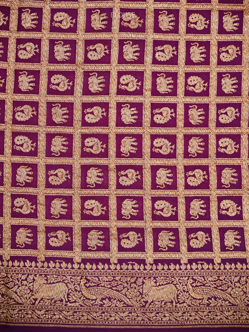 Wine Plain Crepe Silk Handloom Banarasi Saree- Sacred Weaves