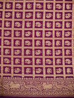 Wine Plain Crepe Silk Handloom Banarasi Saree- Sacred Weaves