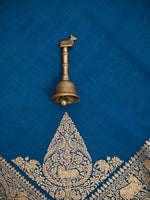 Midnight Blue Plain Crepe Silk Handloom Banarasi Saree - Sacred Weaves