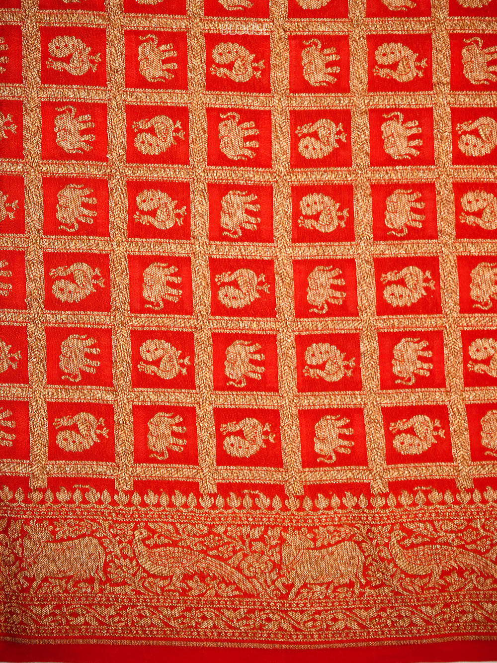 Orange Plain Crepe Silk Handloom Banarasi Saree - Sacred Weaves