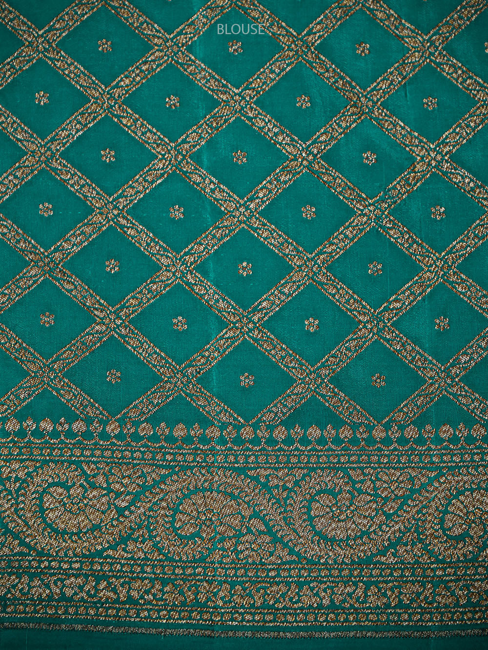 Teal Blue Zari Booti Crepe Silk Handloom Banarasi Saree - Sacred Weaves