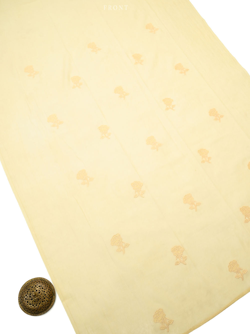 Pastel Yellow Embroidered Cotton Handloom Banarasi Suit - Sacred Weaves