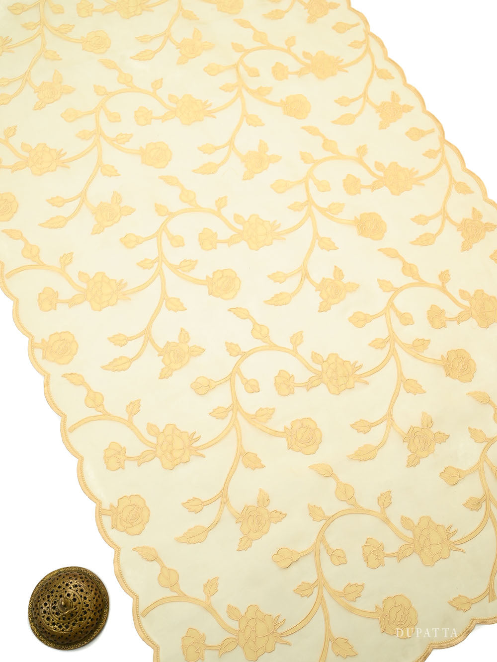 Pastel Yellow Embroidered Cotton Handloom Banarasi Suit - Sacred Weaves