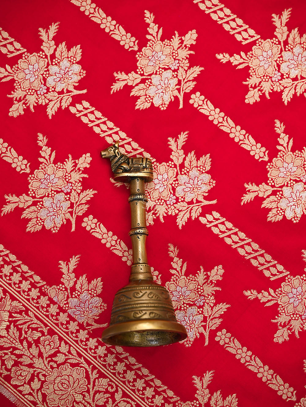 Red Jaal Katan Silk Handloom Banarasi Dupatta - Sacred Weaves