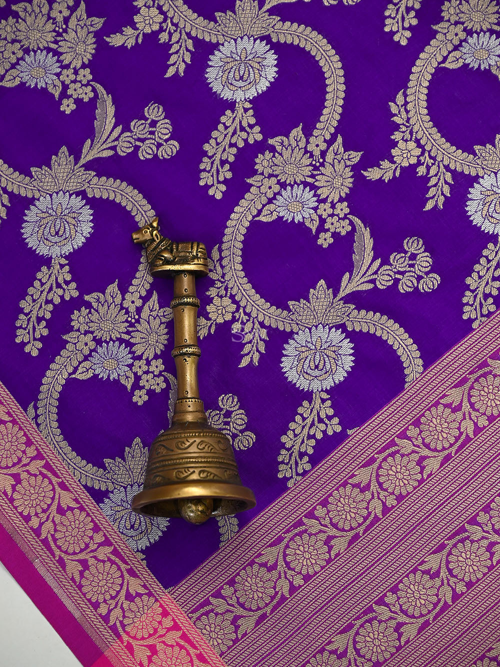 Purple Jaal Katan Silk Handloom Banarasi Dupatta - Sacred Weaves