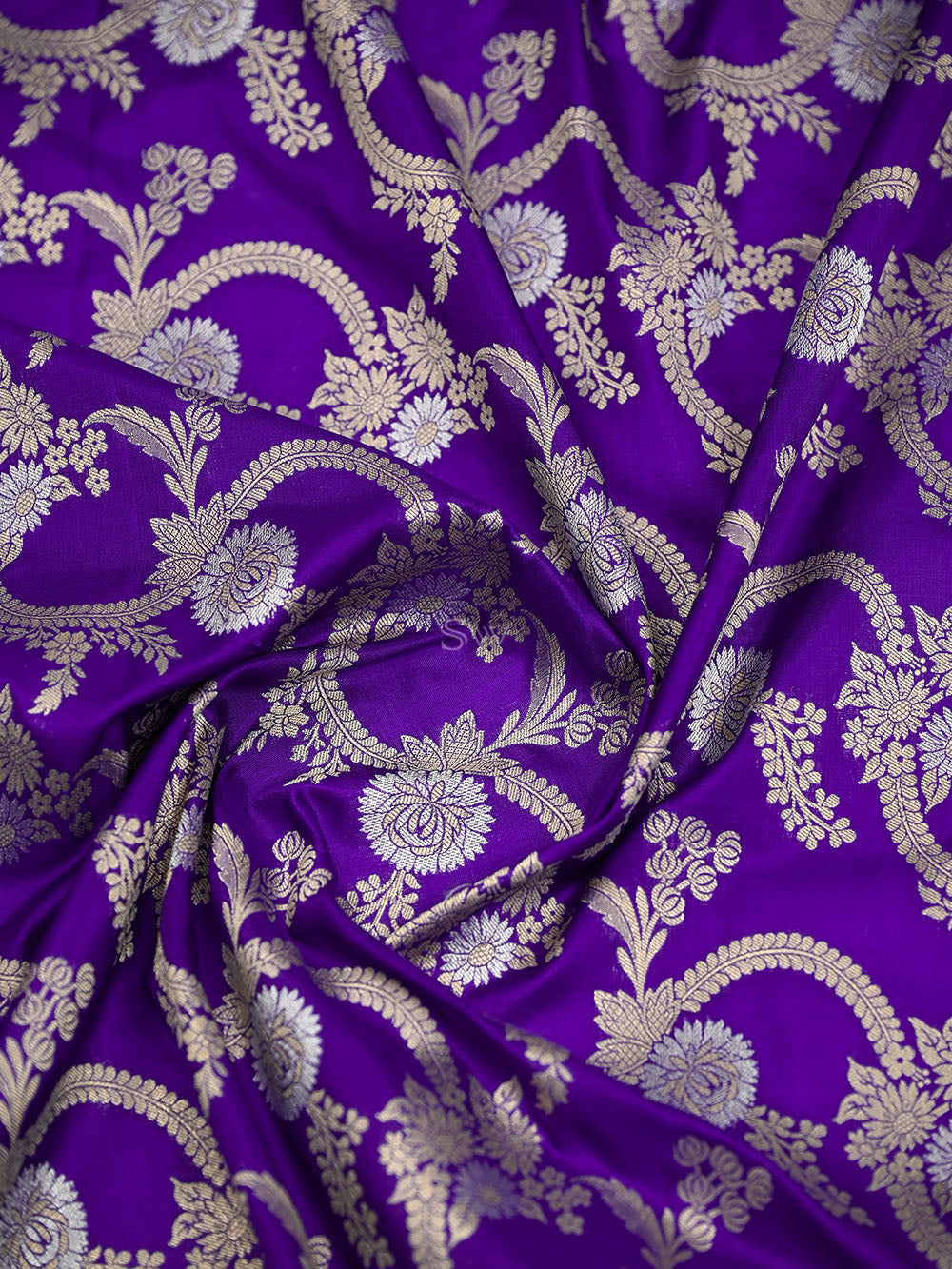 Purple Jaal Katan Silk Handloom Banarasi Dupatta - Sacred Weaves