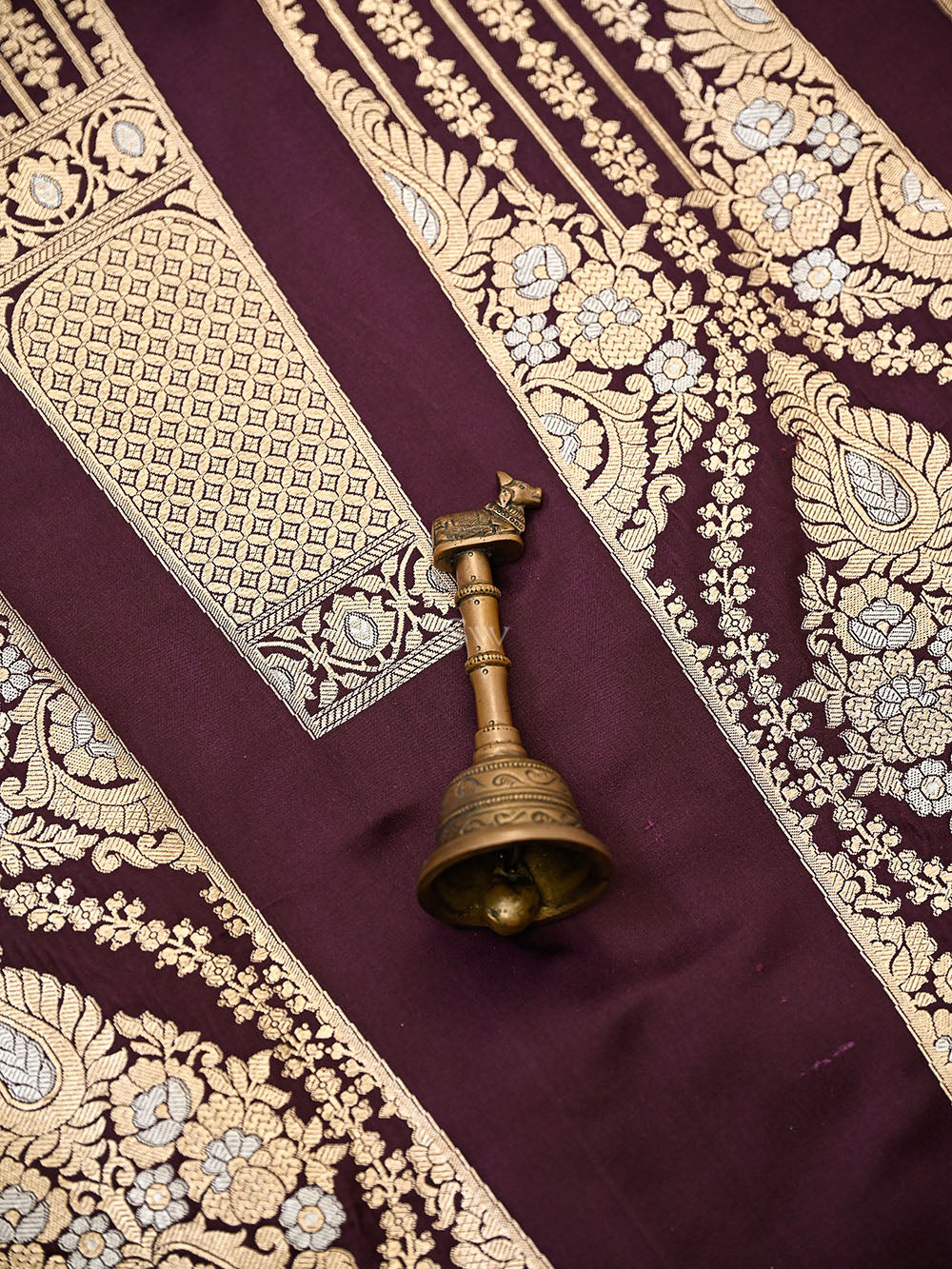 Wine Sona Roopa Satin Silk Handloom Banarasi Lehenga - Sacred Weaves