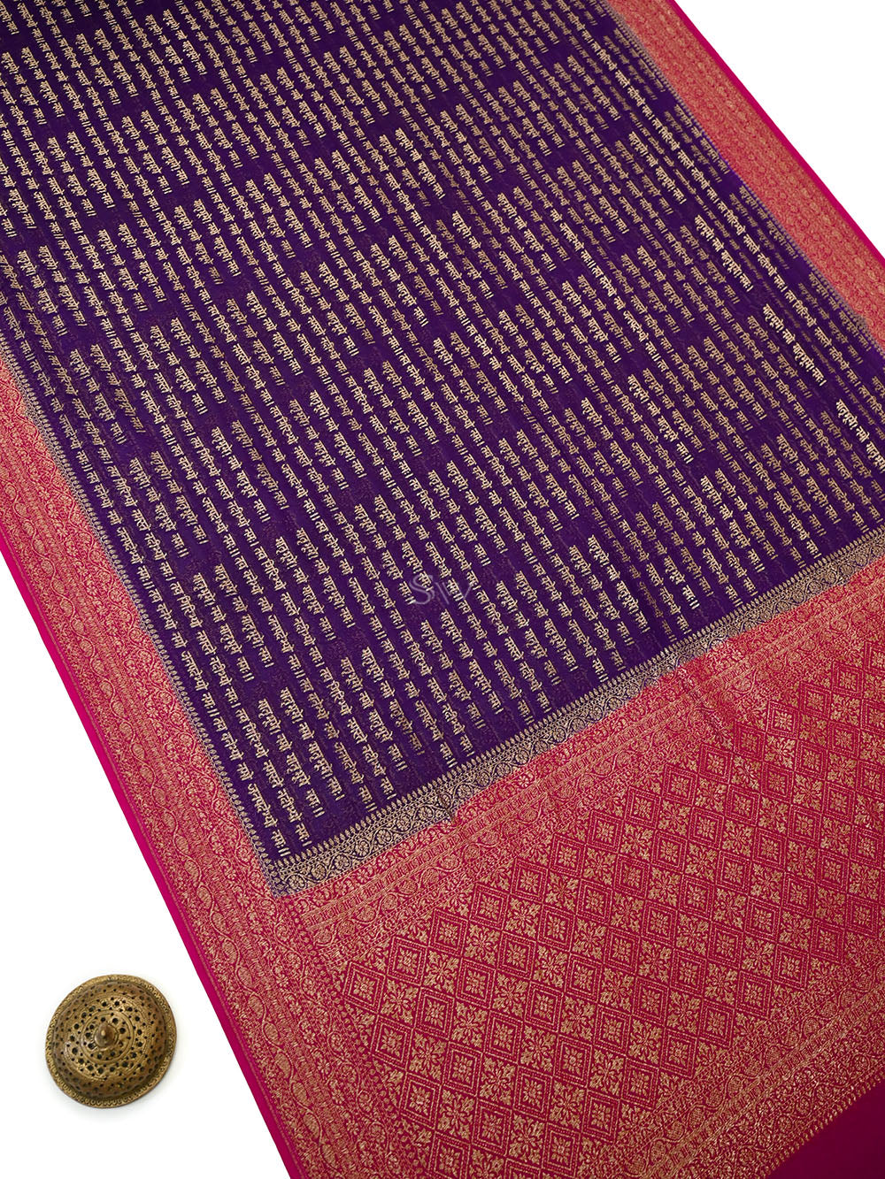 Purple Mantra Khaddi Georgette Handloom Banarasi Saree - Sacred Weaves