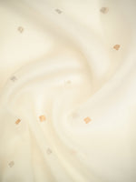 Off White Booti Organza Silk Handloom Banarasi Saree - Sacred Weaves