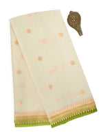 Off White Booti Organza Silk Handloom Banarasi Saree - Sacred Weaves