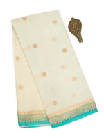 Off White Booti Organza Silk Handloom Banarasi Saree - Sacred Weaves