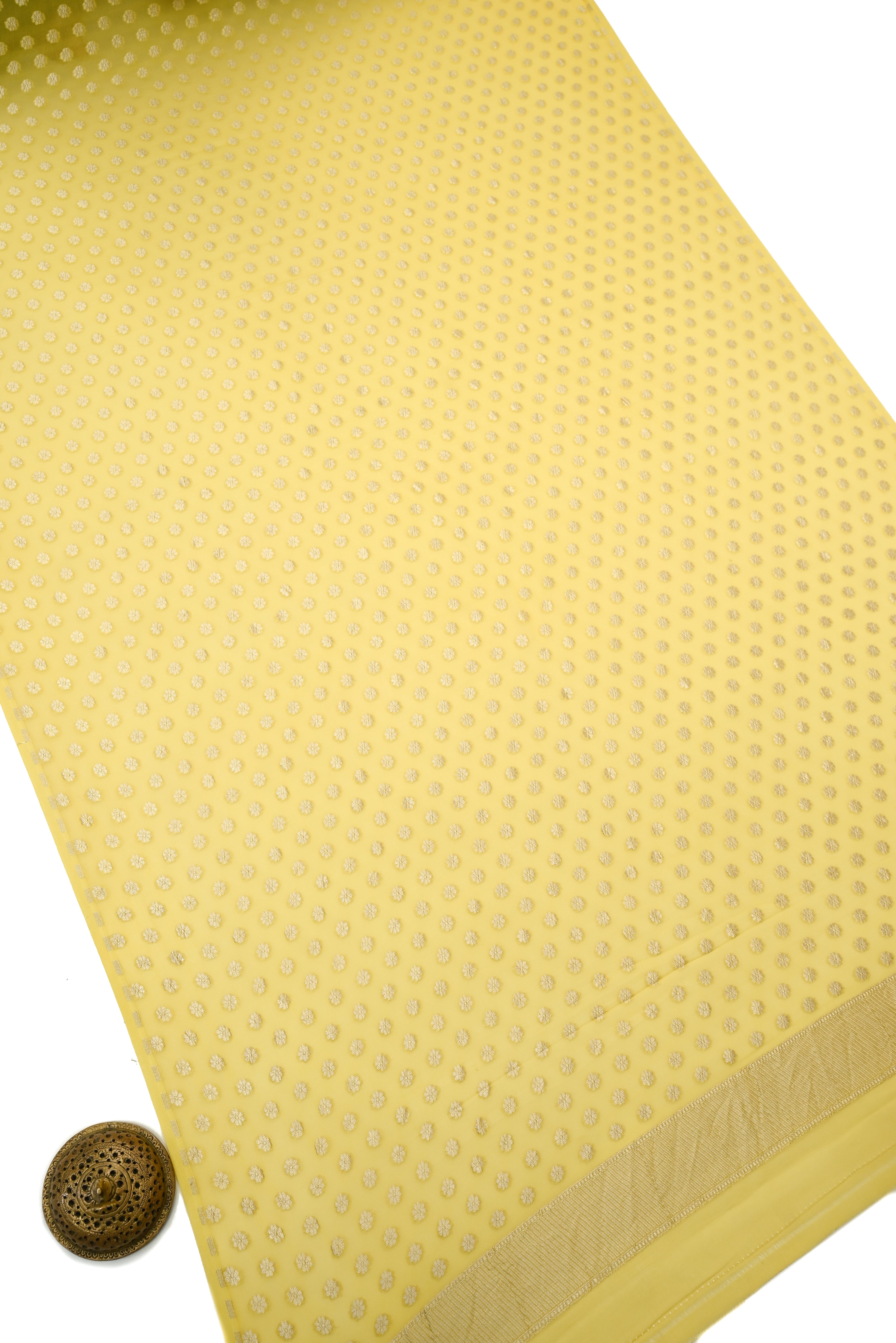 Yellow Booti Khaddi Georgette Handloom Banarasi Suit - Sacred Weaves