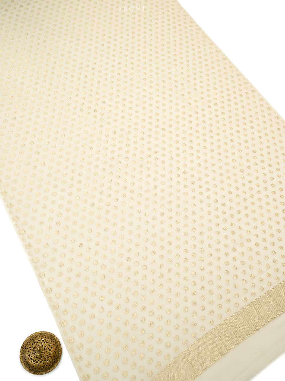 Cream Booti Khaddi Georgette Handloom Banarasi Suit - Sacred Weaves