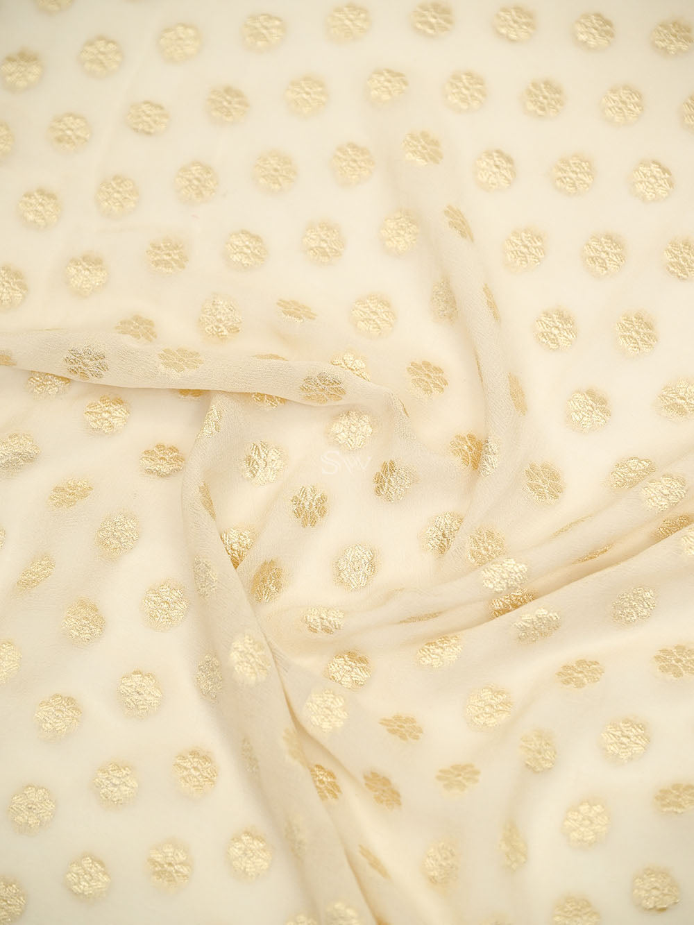 Cream Booti Khaddi Georgette Handloom Banarasi Suit - Sacred Weaves