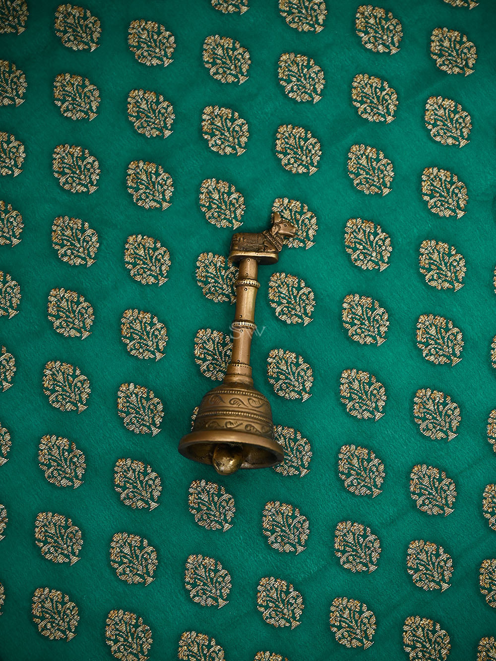 Teal Green Booti Crepe Silk Handloom Banarasi Suit - Sacred Weaves
