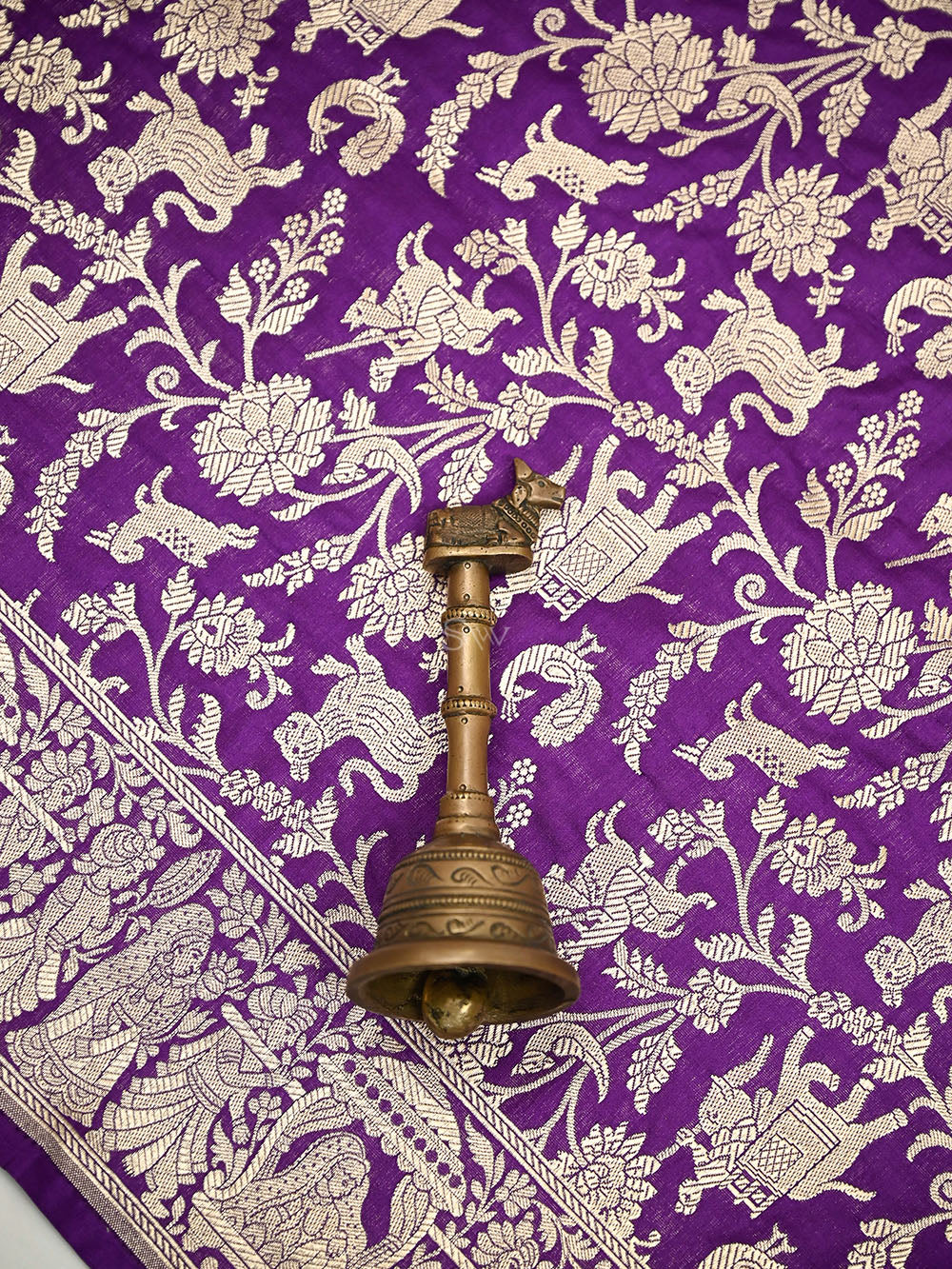 Purple Booti Katan Silk Handloom Banarasi Suit - Sacred Weaves