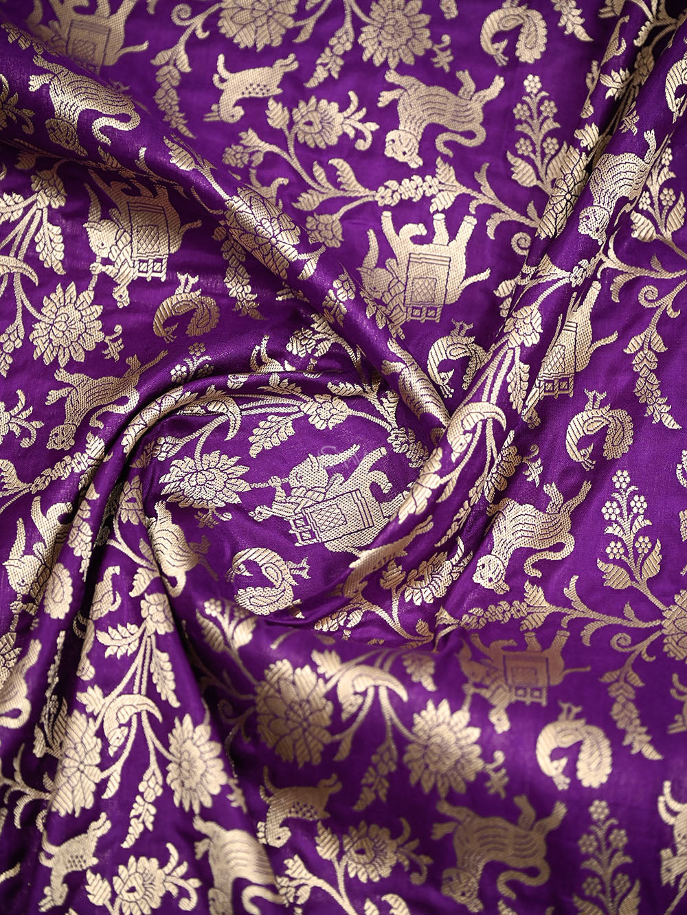 Purple Booti Katan Silk Handloom Banarasi Suit - Sacred Weaves