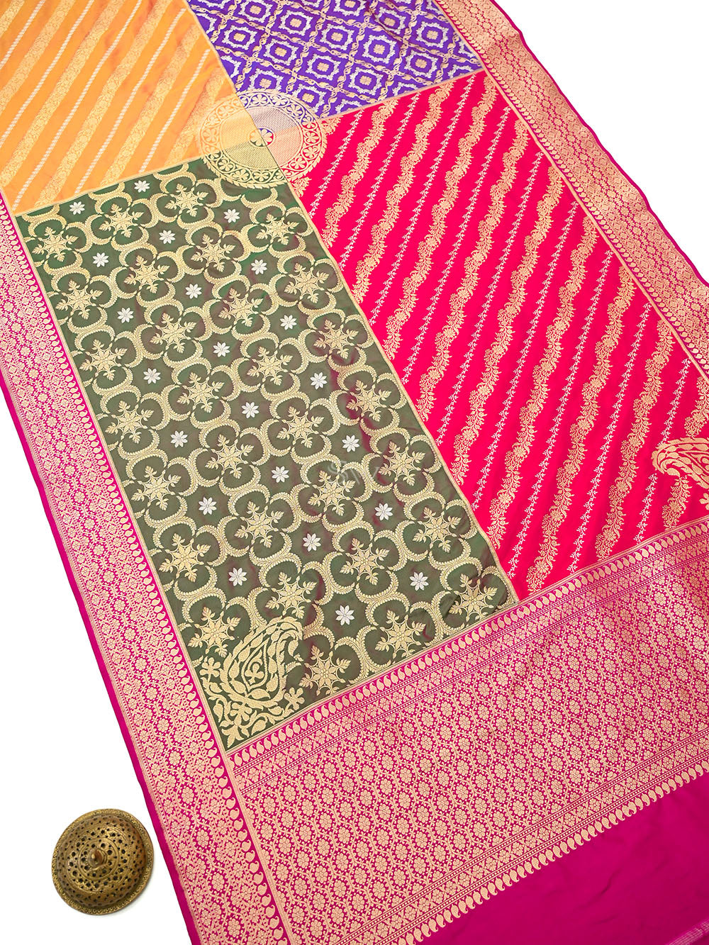 Pink Rangkat Katan Silk Handloom Banarasi Dupatta - Sacred Weaves