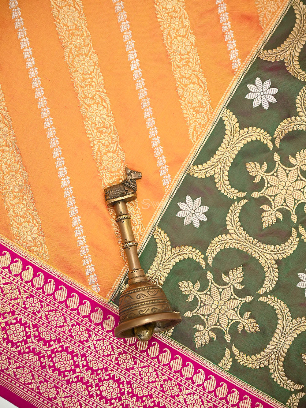 Pink Rangkat Katan Silk Handloom Banarasi Dupatta - Sacred Weaves