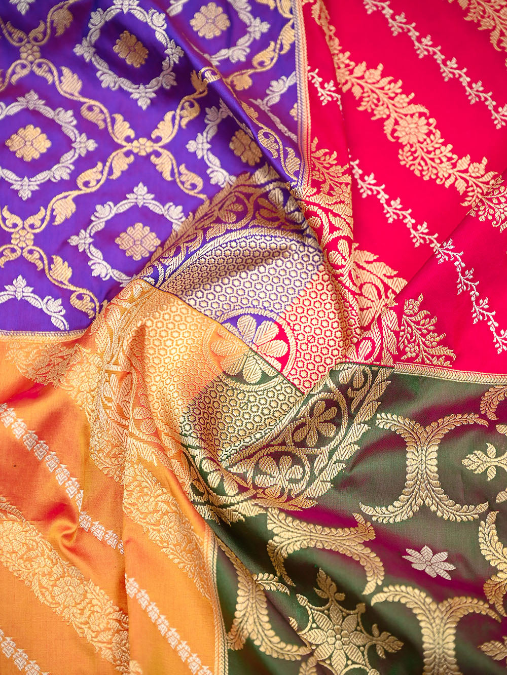 Pink Rangkat Katan Silk Handloom Banarasi Dupatta - Sacred Weaves