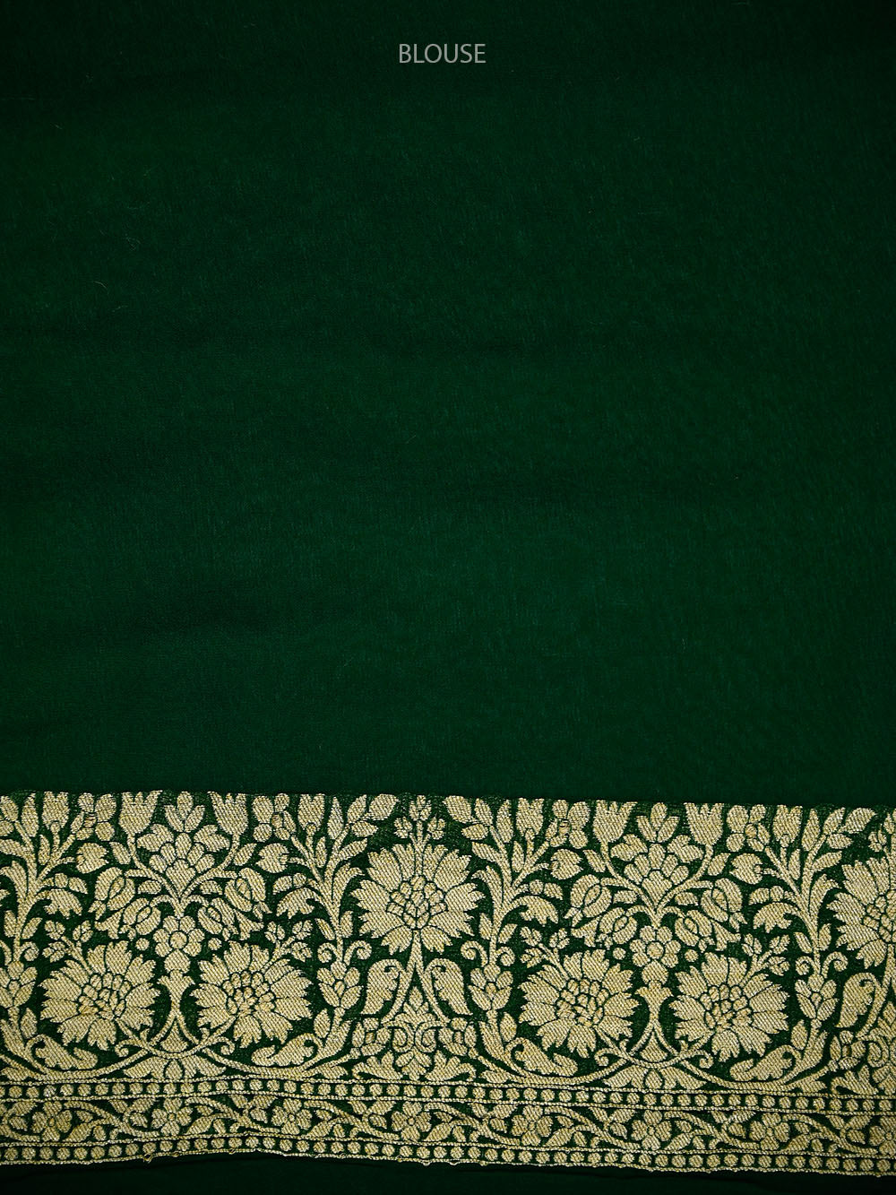 Bottle Green Zari Jaal Khaddi Georgette Handloom Banarasi Saree - Sacred Weaves