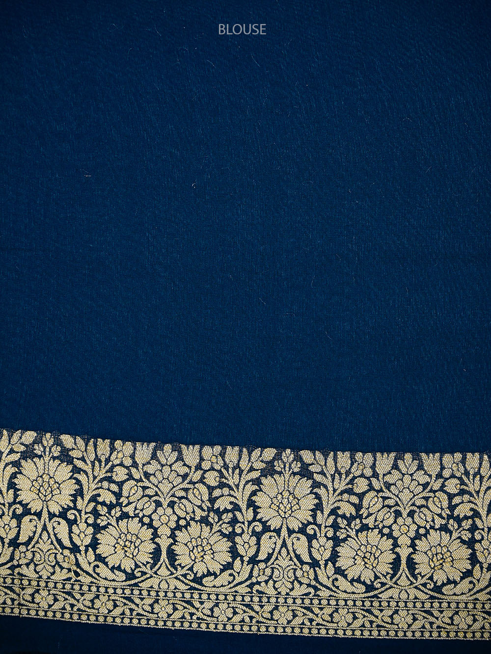 Midnight Blue Floral Jaal Khaddi Georgette Handloom Banarasi Saree - Sacred Weaves