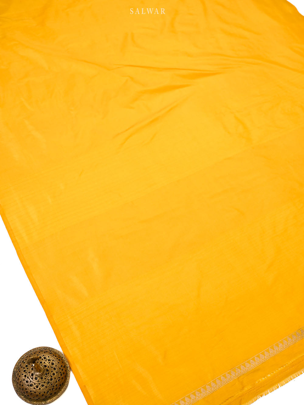 Yellow Floral Booti Katan Silk Handloom Banarasi Suit - Sacred Weaves