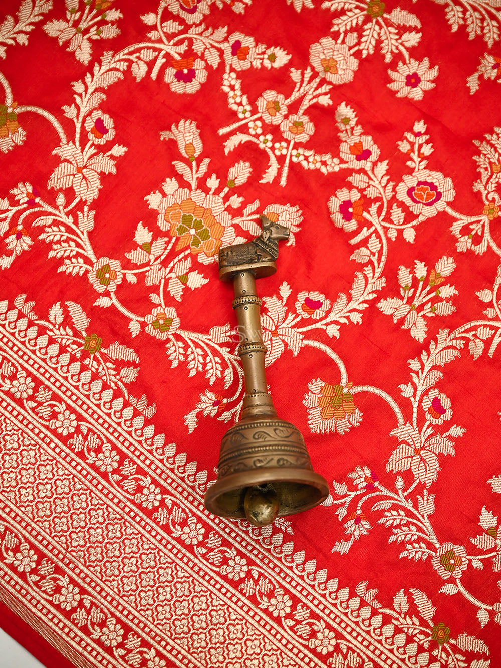Red Meenakari Booti Katan Silk Handloom Banarasi Suit - Sacred Weaves