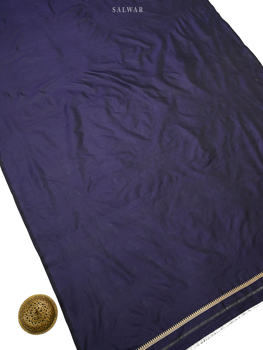 Navy Blue Meenakari Booti Katan Silk Handloom Banarasi Suit - Sacred Weaves