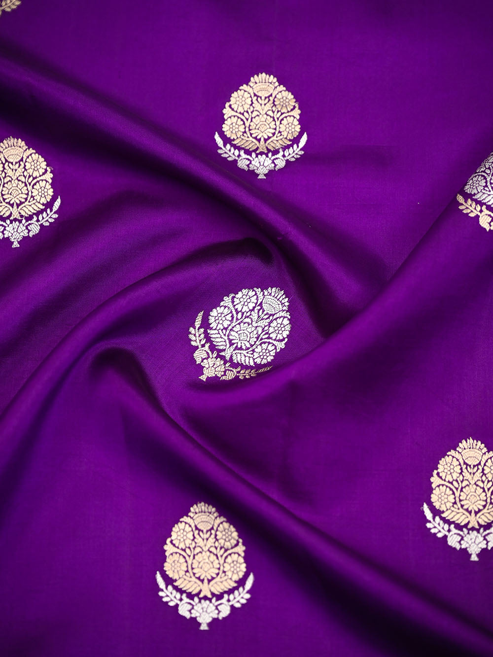 Purple Boota Pure Silk Handloom Banarasi Saree - Sacred Weaves