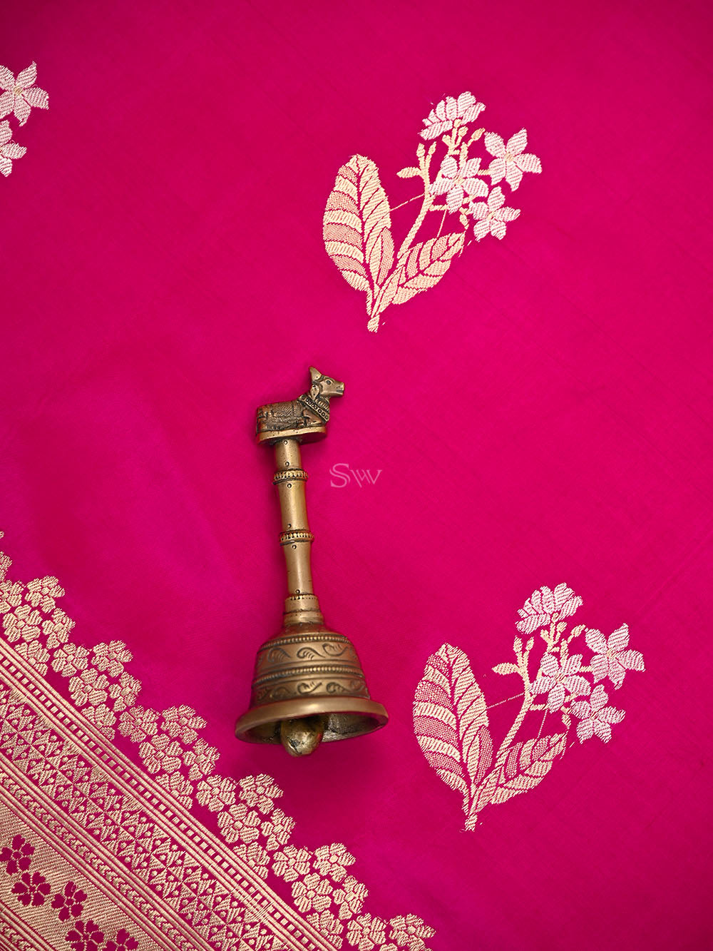 Dark Pink Floral Boota Pure Silk Handloom Banarasi Saree - Sacred Weaves