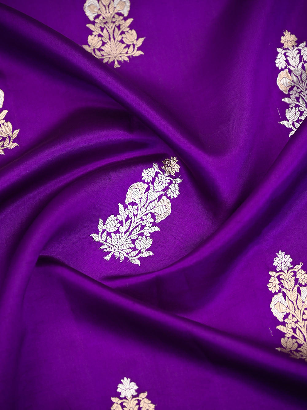 Purple Floral Boota Pure Silk Handloom Banarasi Saree - Sacred Weaves